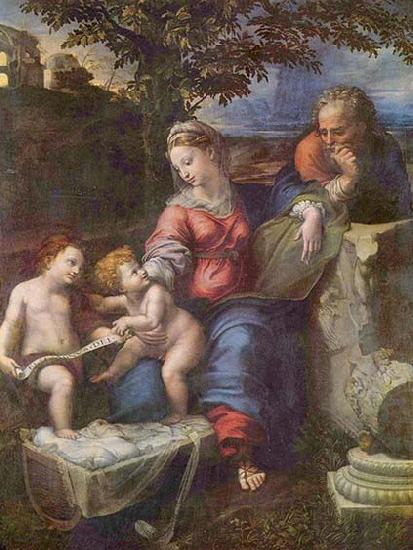RAFFAELLO Sanzio Hl. Familie unter der Eiche, mit Johannes dem Taufer Norge oil painting art